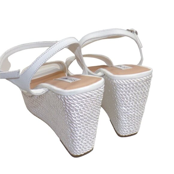 Steve Madden Women's Tory White Satin Rope Wedge Sandals Size 10 NEW - Picture 4 of 6